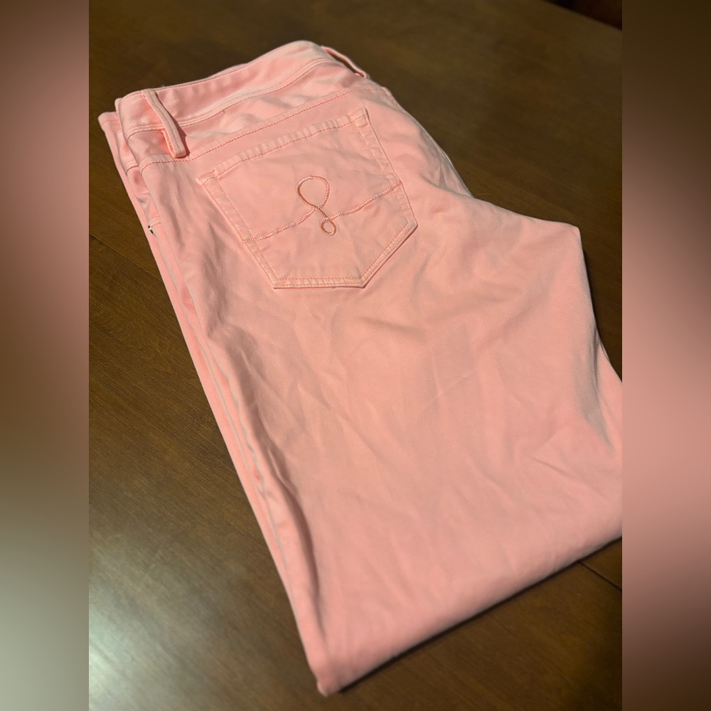 Lilly Pulitzer Worth Skinny Cheeky Melon Peach SATEEN Pants Jeans 14 - Picture 7 of 8